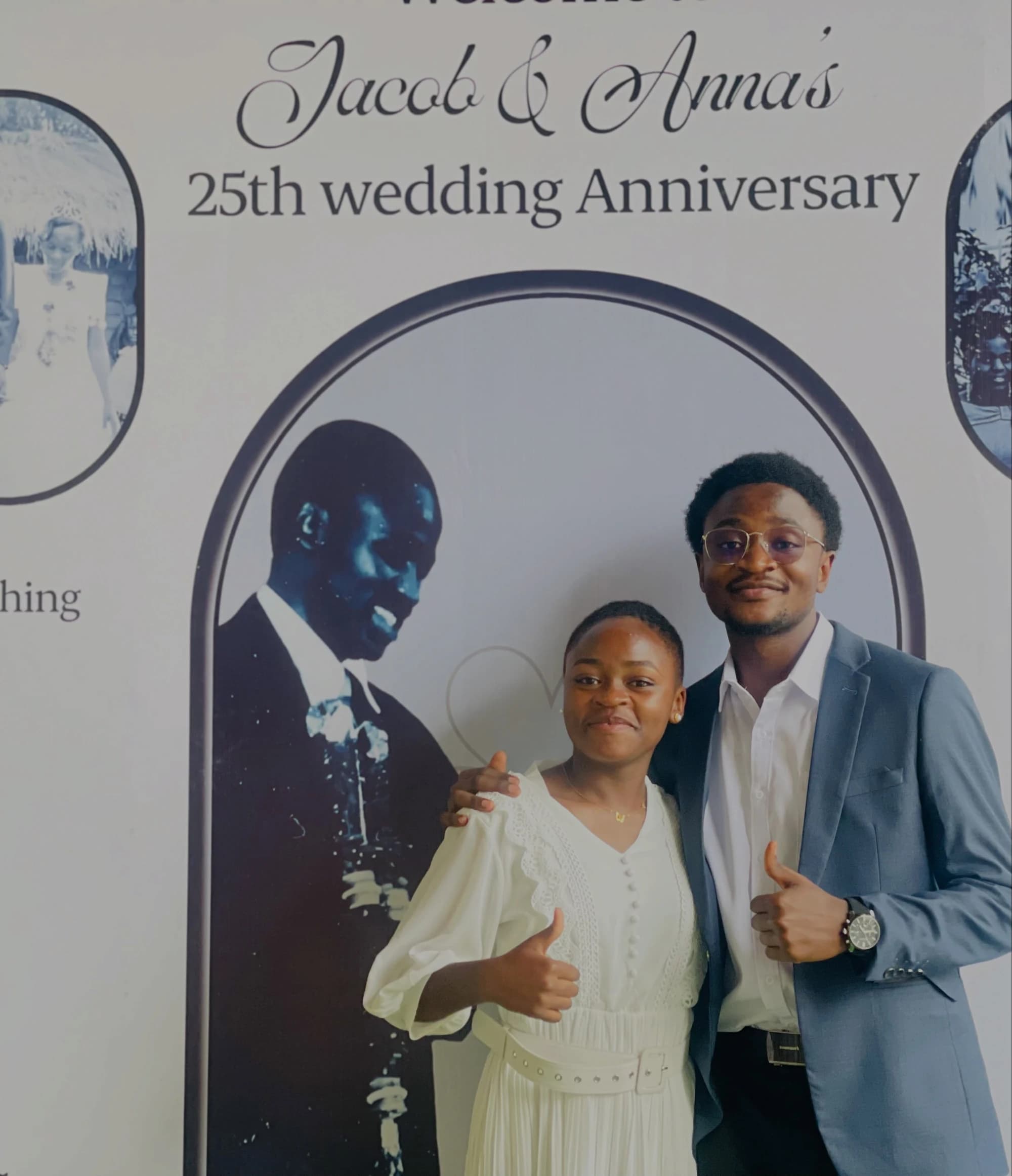 Francis and a companion at a wedding anniversary celebration